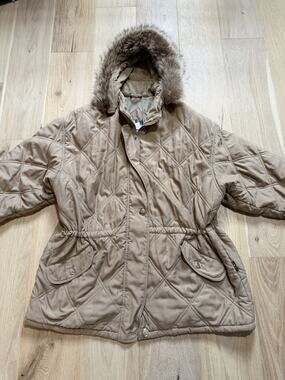 Vintage 80s 90s IZZI Winter Puffer Parka Jacket Coat Real Fur Hood Trim 2XL XXL